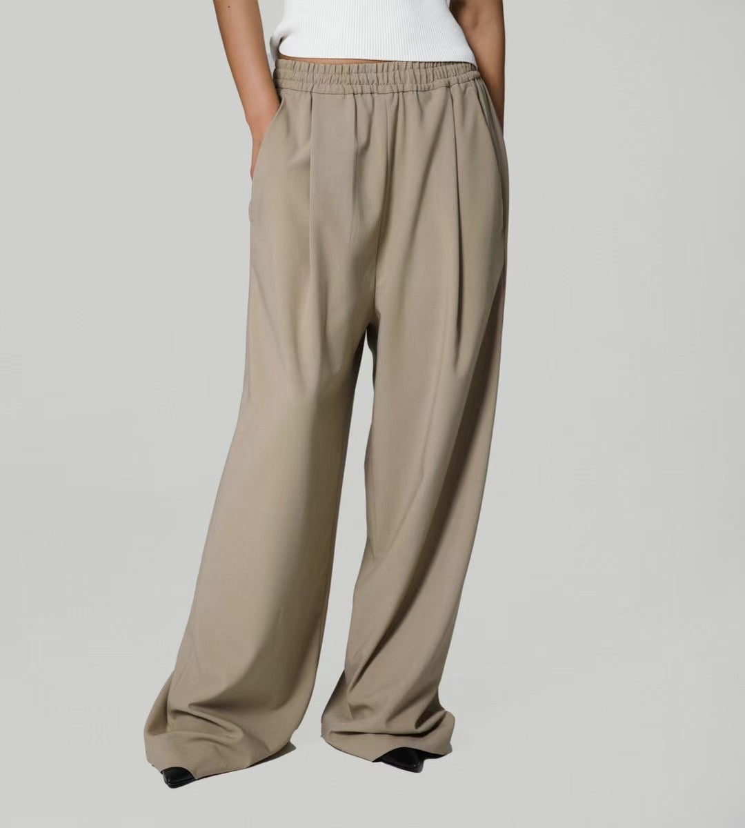 DRAWSTRING WAIST PLEATED CHILL TROUSERS