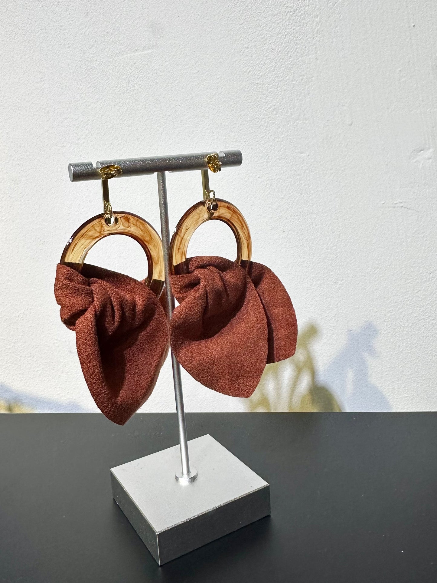 BRICK ACRYLIC FABRIC EARRINGS