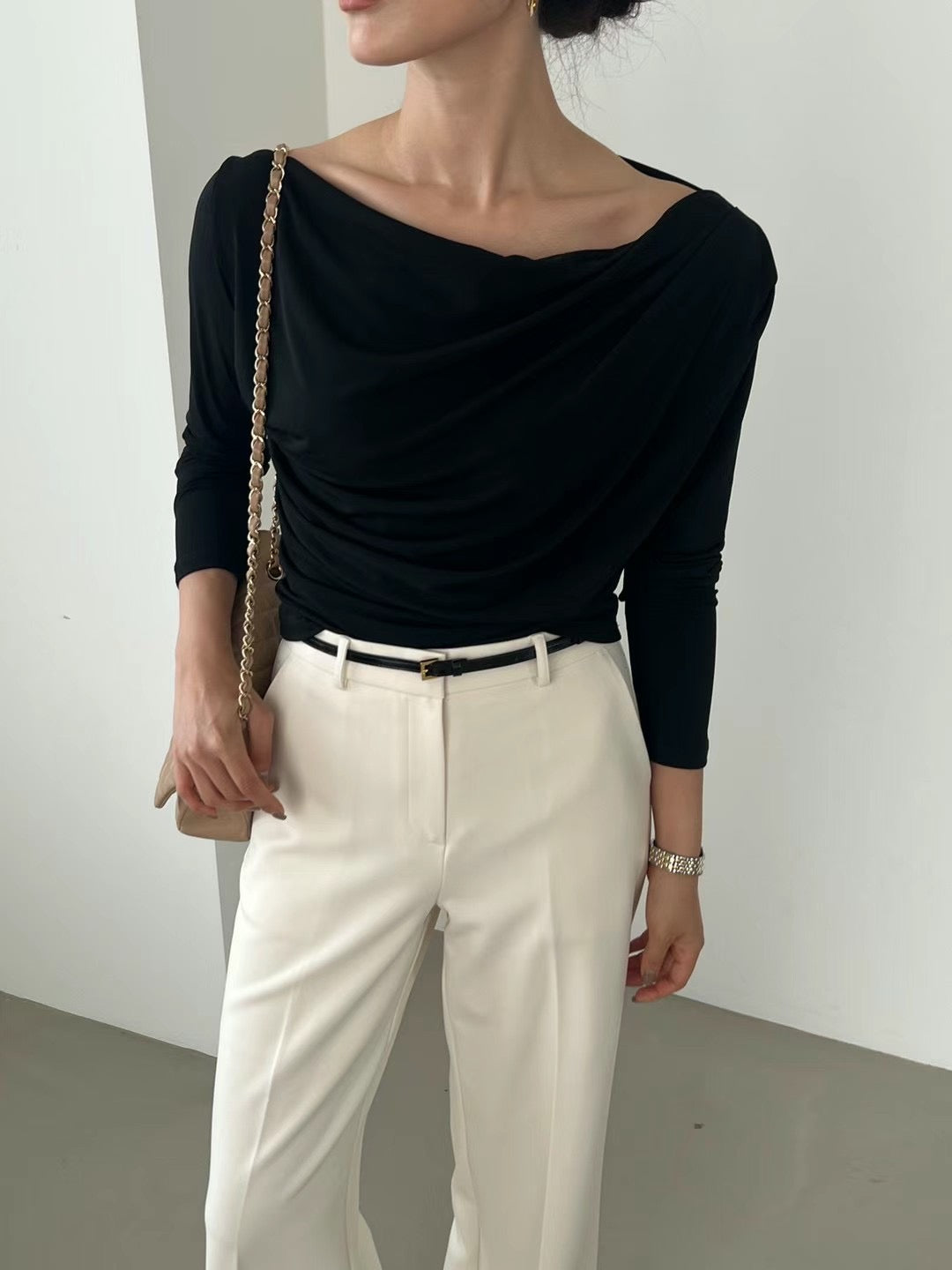 !!!EARLYBIRD SPECIAL OFFER until Sunday!!! DRAPED COLLARED LONG SLEEVES TOP
