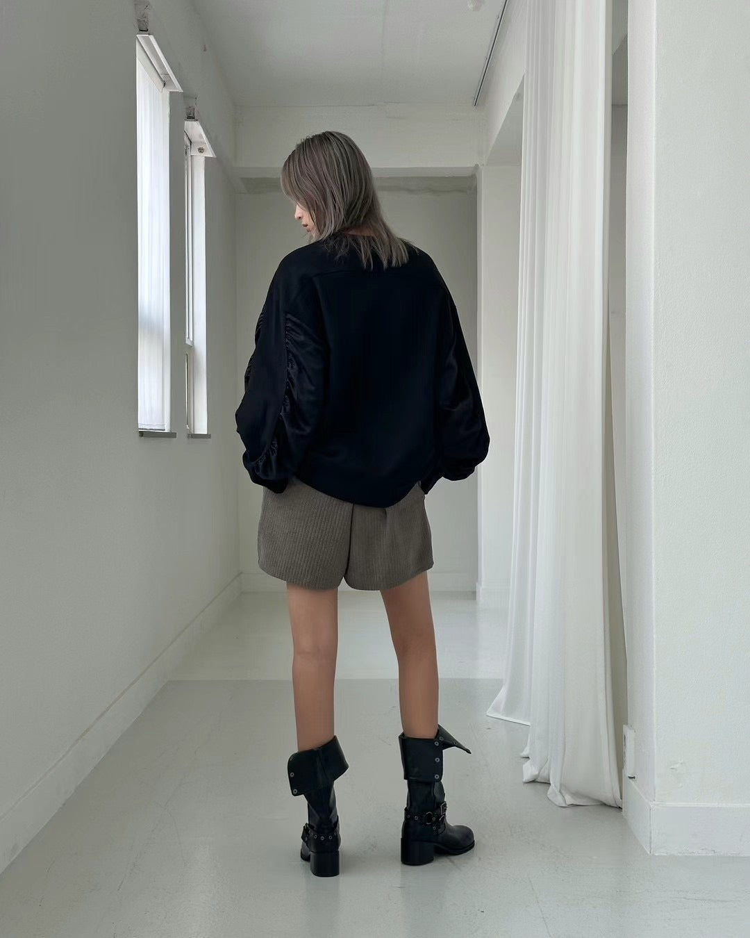 RUCHED SLEEVES DETAILED SWEATER
