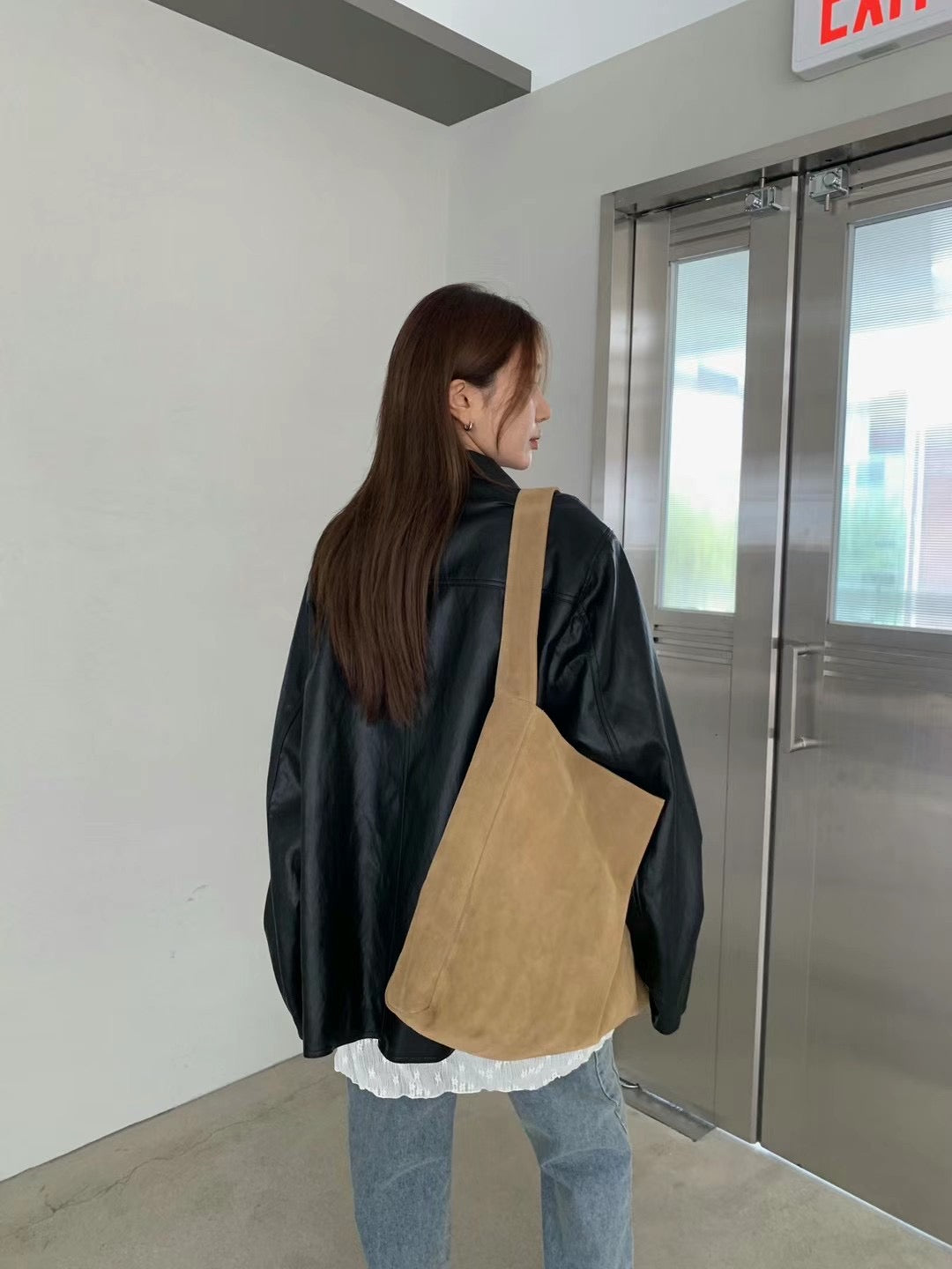 SUEDE LEATHER SHOULDER BAG