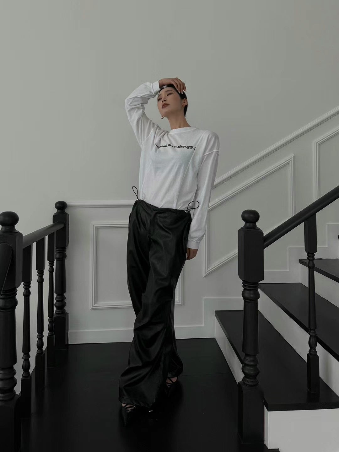 MARON LEATHER STRING PANTS