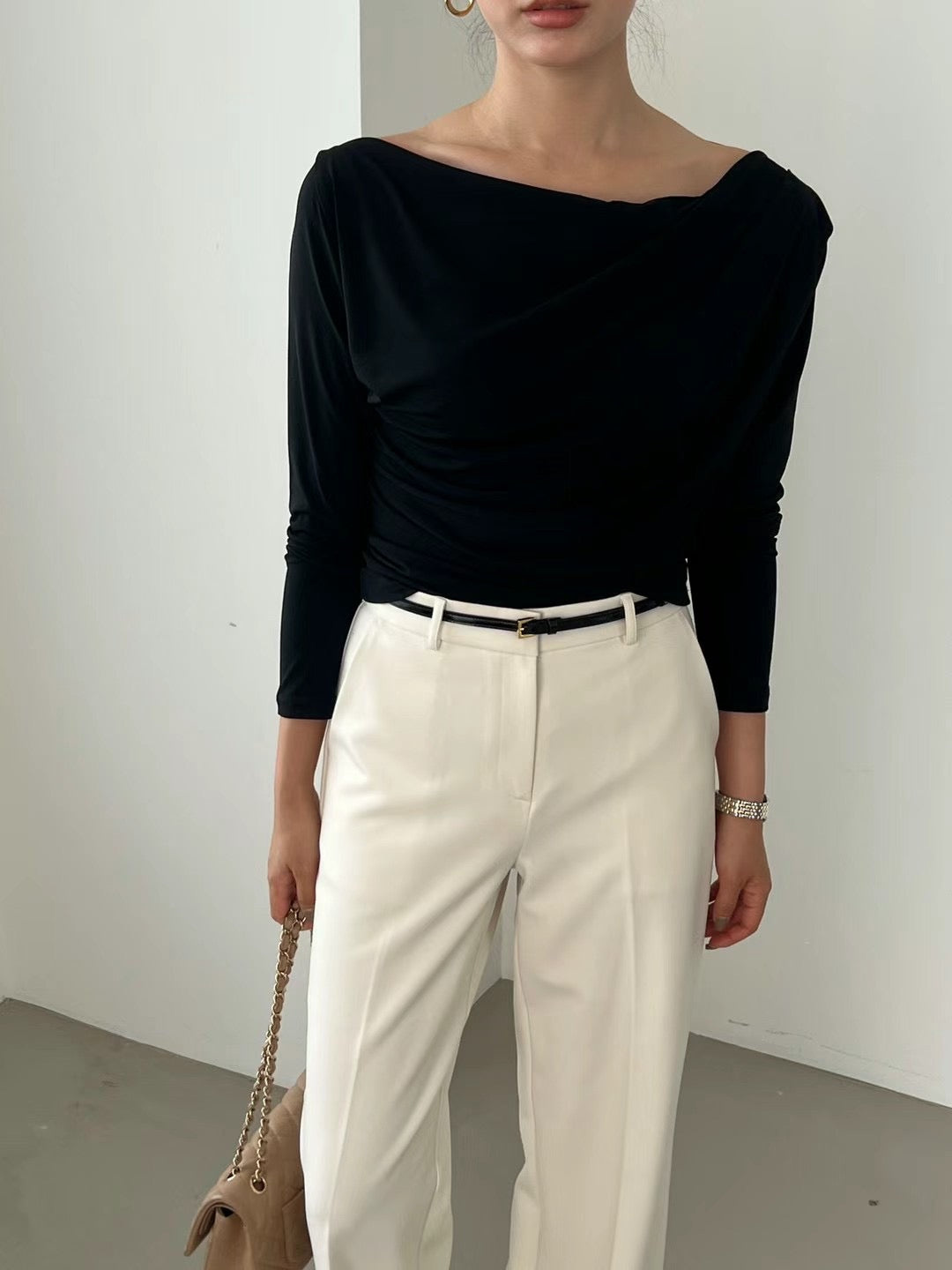 !!!EARLYBIRD SPECIAL OFFER until Sunday!!! DRAPED COLLARED LONG SLEEVES TOP