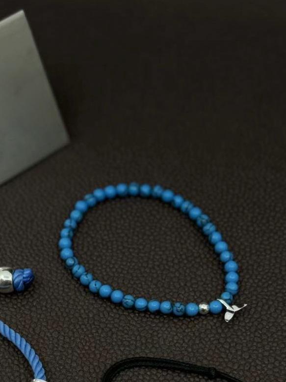 925 WHALE TAIL TURQUOISE STONE BRACELET