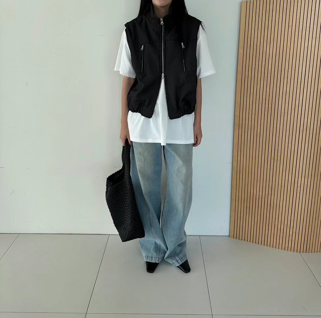 DOUBLE ZIP UP VEST JACKET
