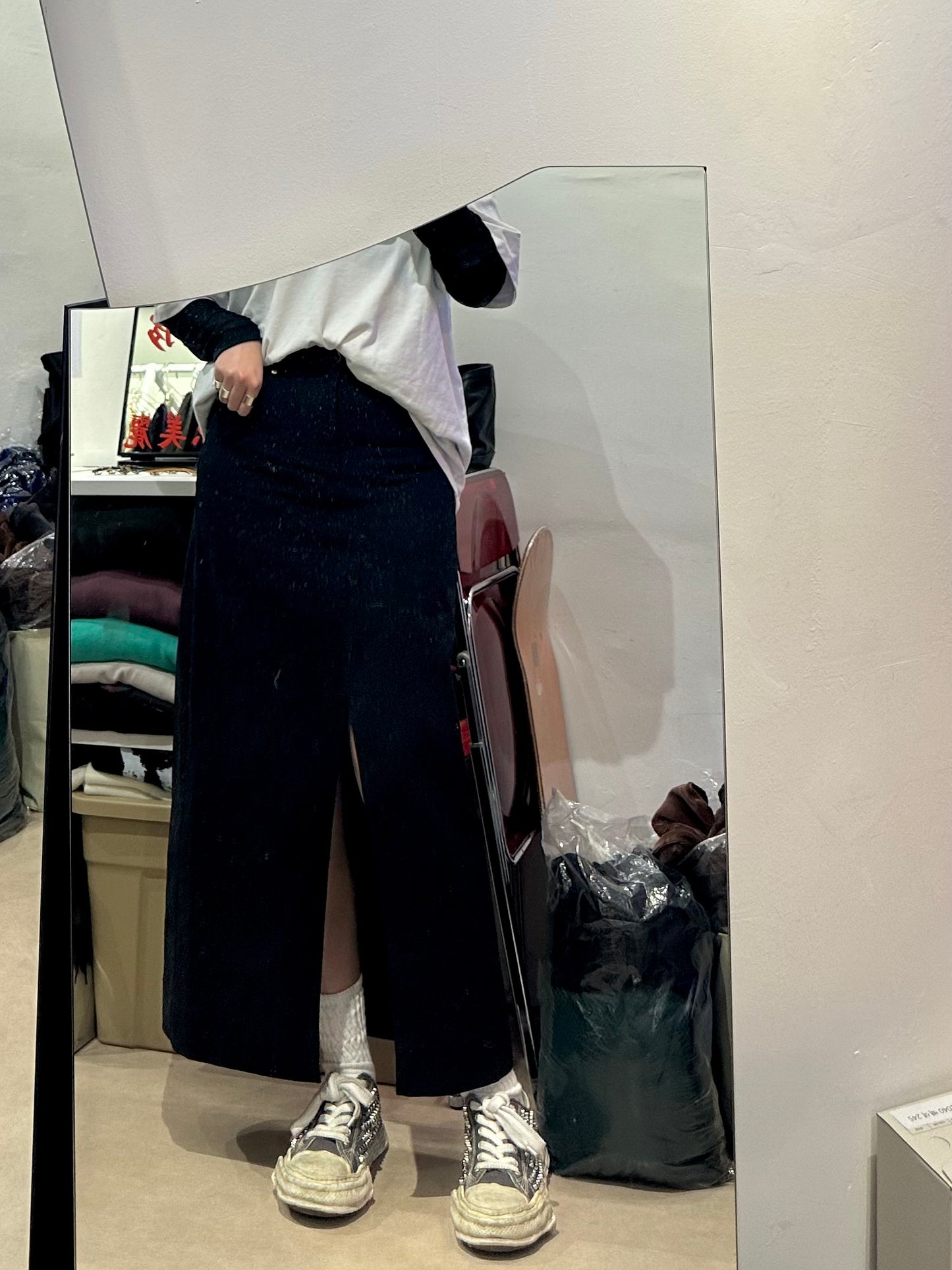 • FUSSY MADE • SOLID BLACK DENIM SKIRT