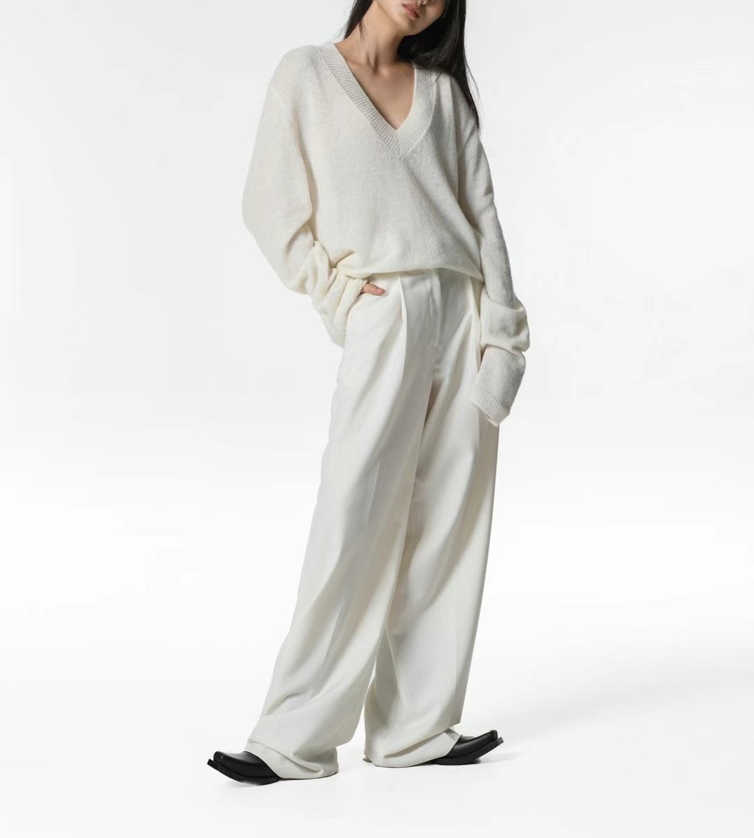 SINGLE DART WIDE LEG TROUSERS
