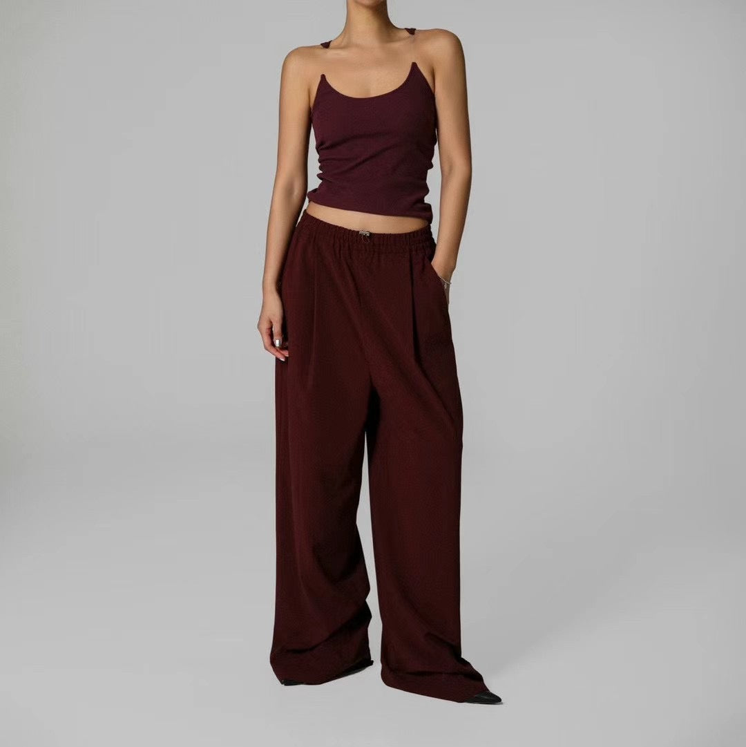 DRAWSTRING WAIST PLEATED CHILL TROUSERS