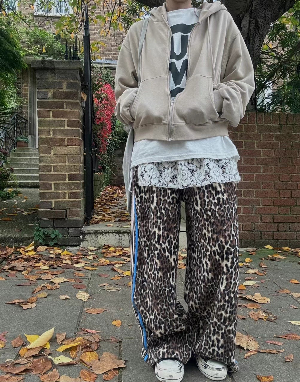 SALE!!!! SIDE STRIPES LEOPARD PANTS