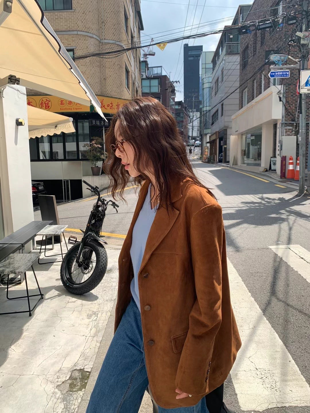 TOBACCO SUEDE JACKET - ITALIAN GOAT LEATHER