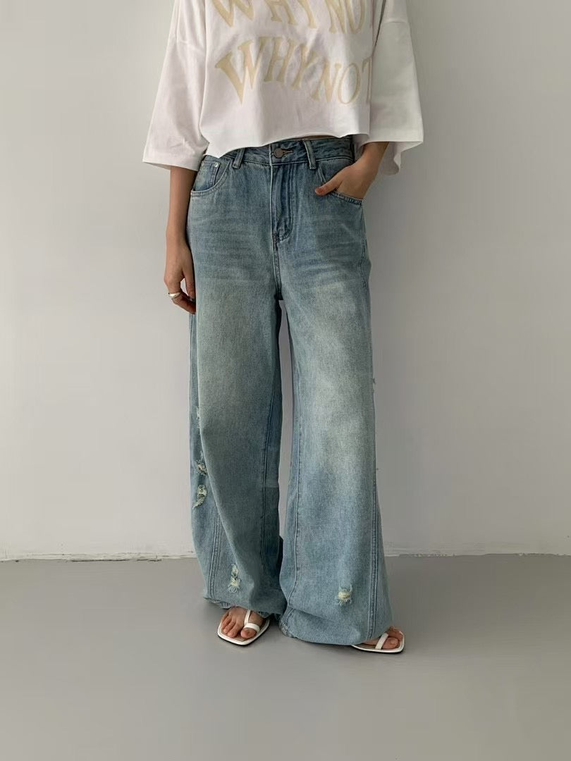 V PATCH WASHED JEANS