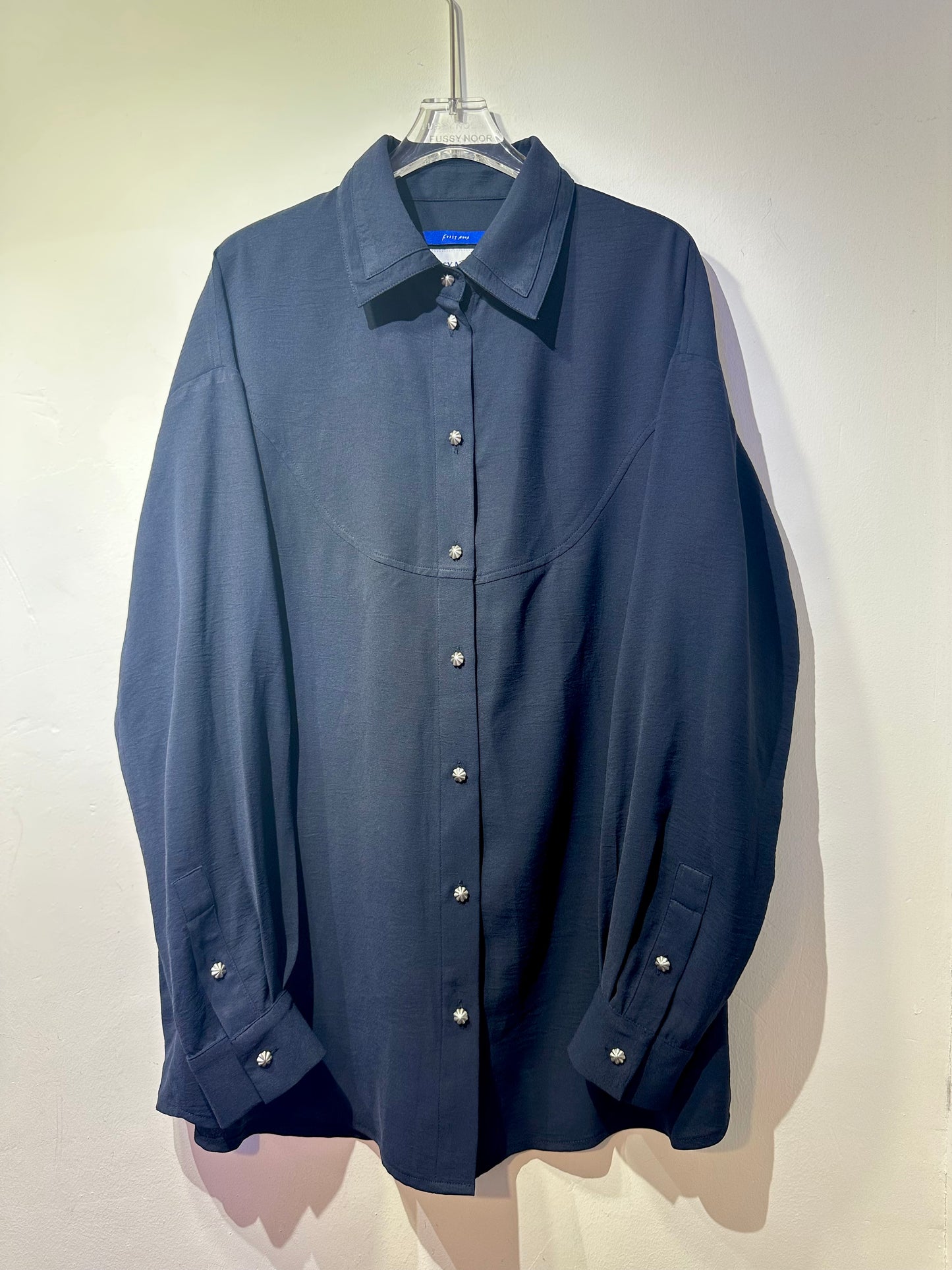 • FUSSY MADE • DEEP BLUE CHIFFON-LIKE SHIRT