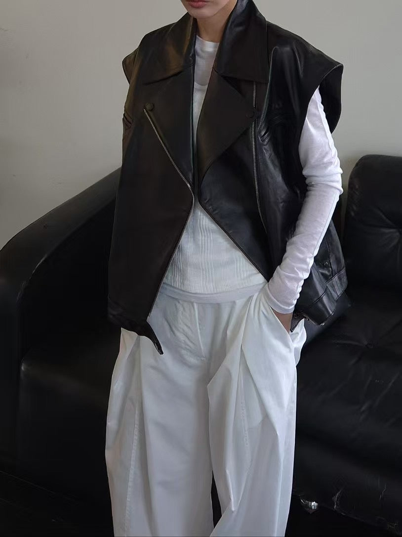 SS25 ITALY LAMBSKIN PETAL SLEEVES VEST