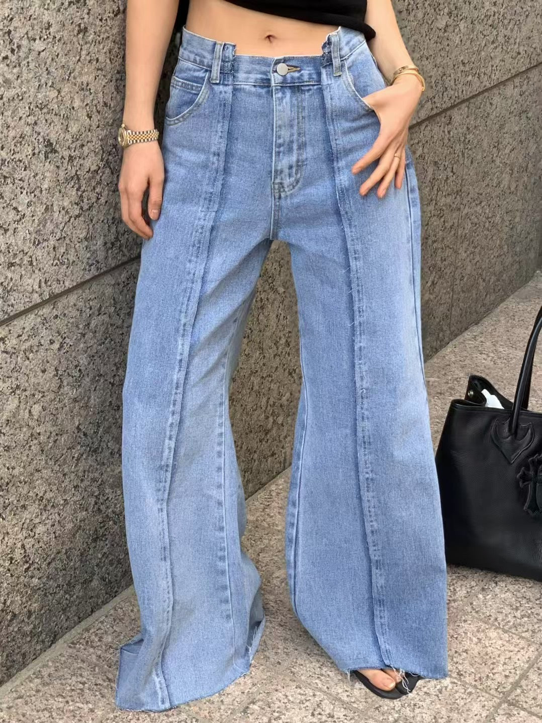 PATCHED FLARE JEANS - 2 COLOURS
