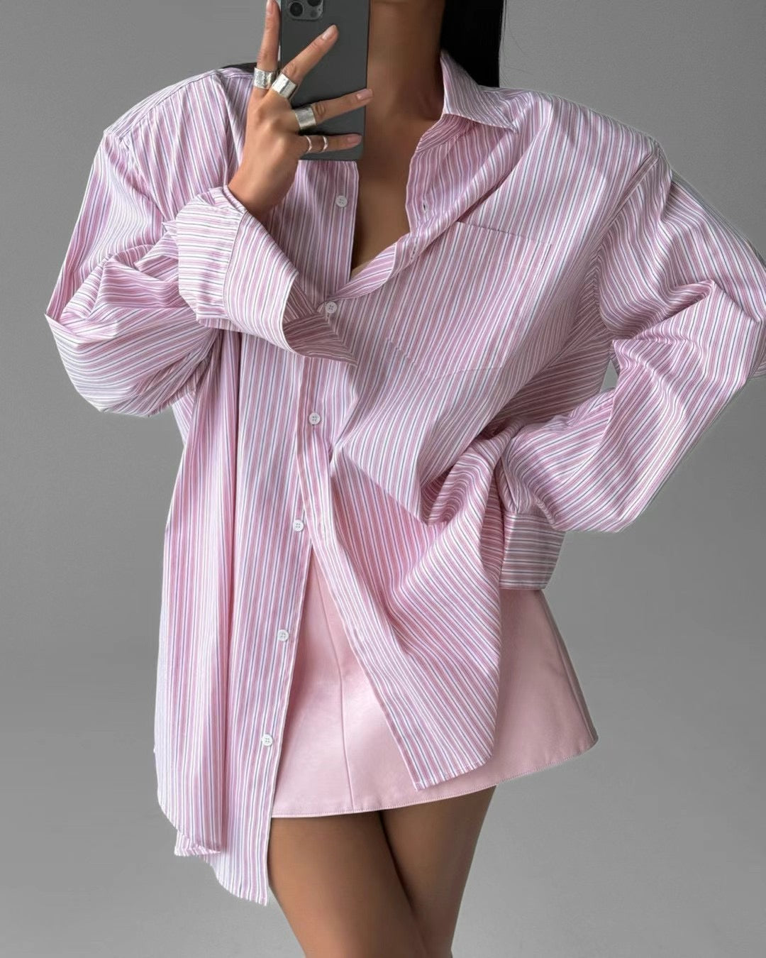 OVERSIZE STRIPE SHIRT WHIT PAD