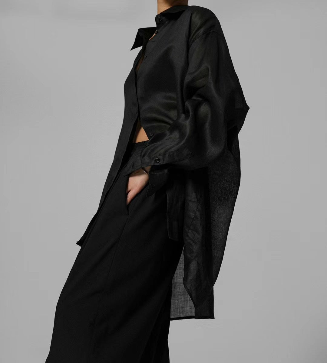 DRAPED LINEN SHIRT