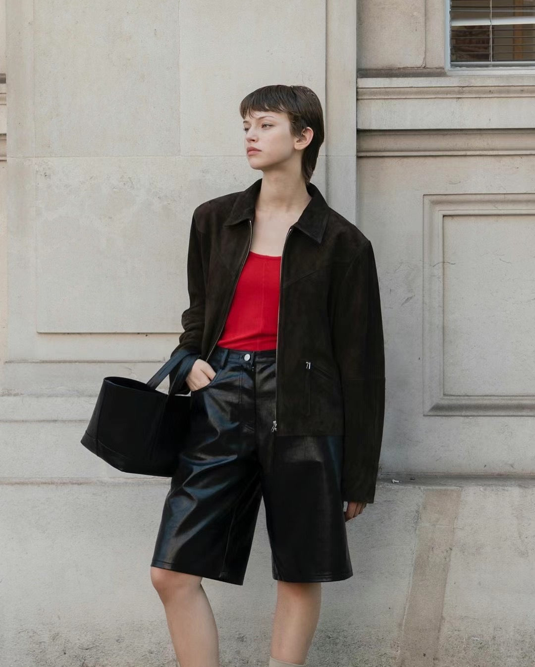 FAUX MID CUT SHORTS