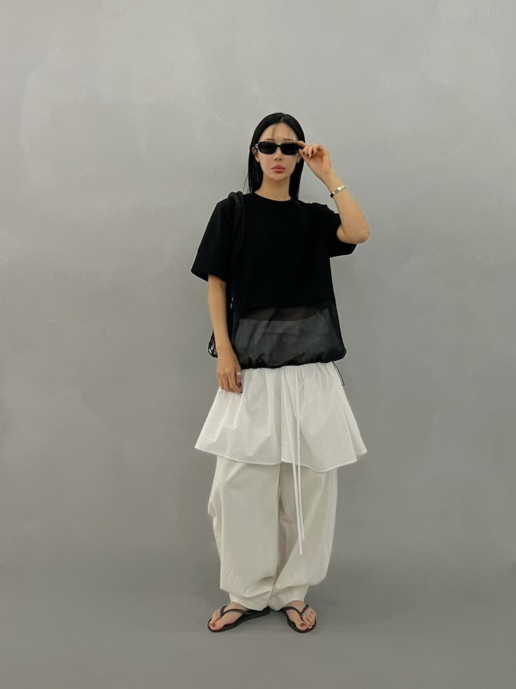 WAIST BANDED LAYERED TOP