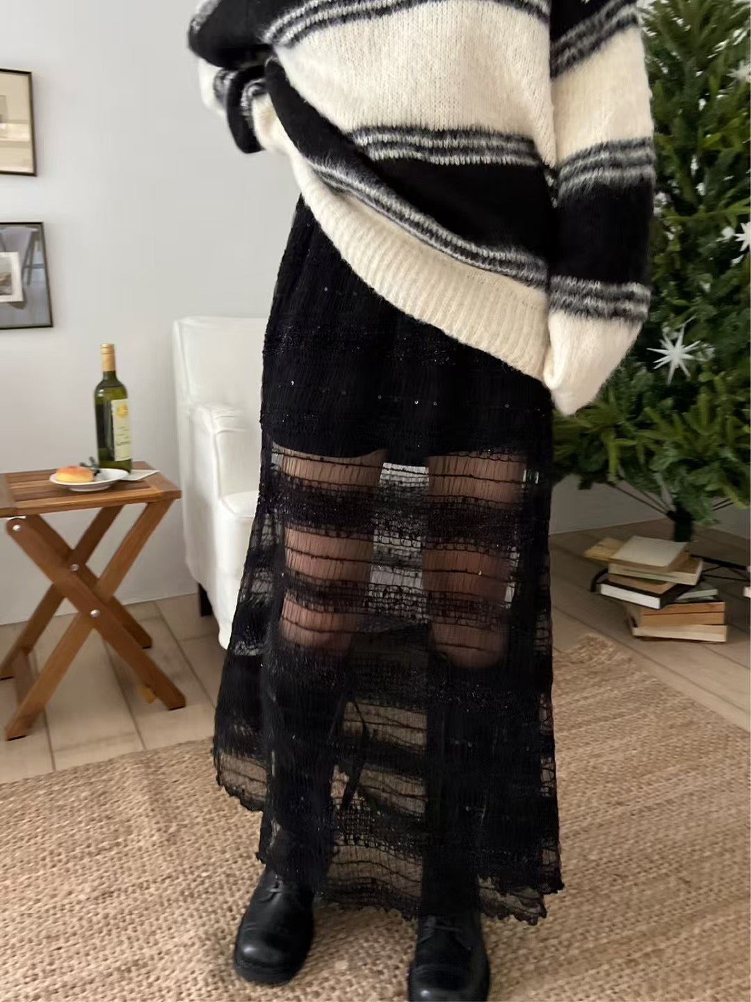 SHEER A LINE TIERED SKIRT