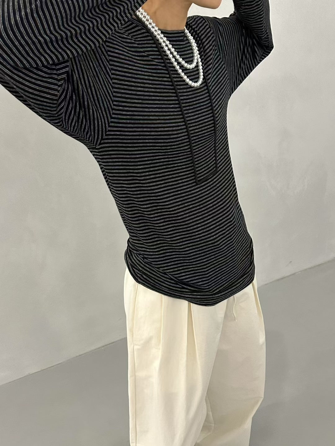 COZY STRIPE LONG SLEEVES TOP
