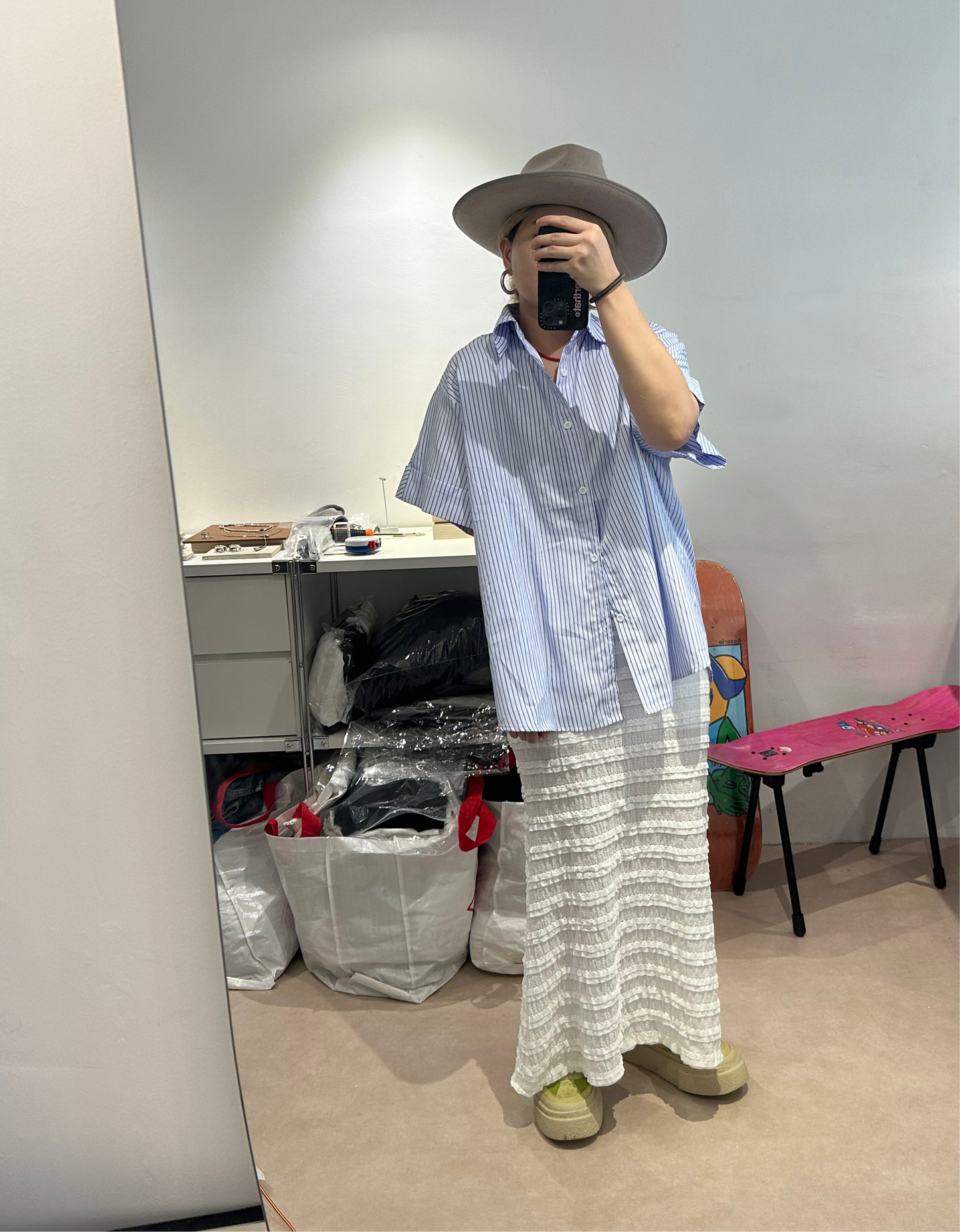 BLUE STRIPE SLEEVES CUFF SHIRT