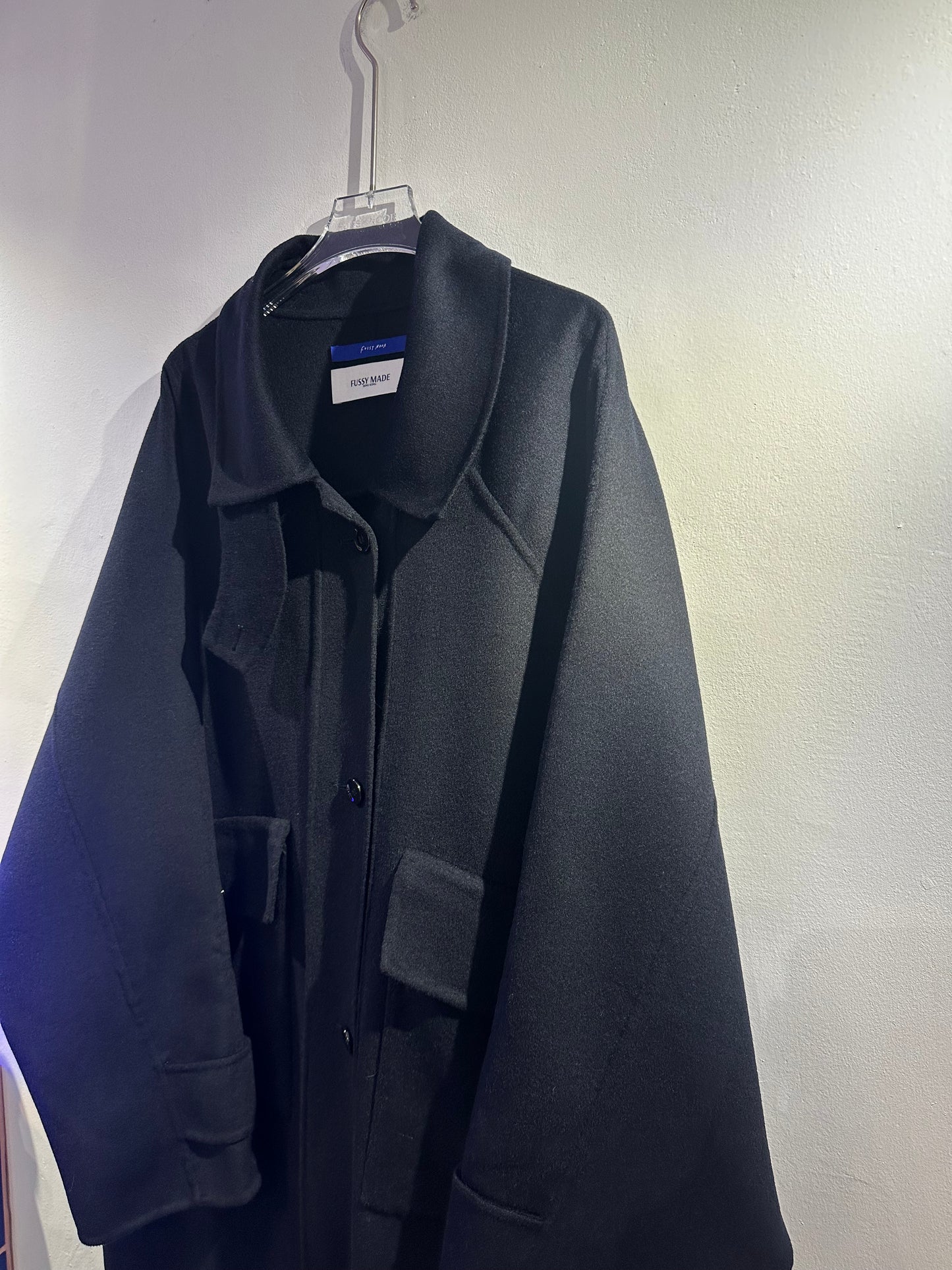 • FUSSY MADE • FLAP POCKETS HANDMADE WOOL COAT ( ITALIAN WOOL )