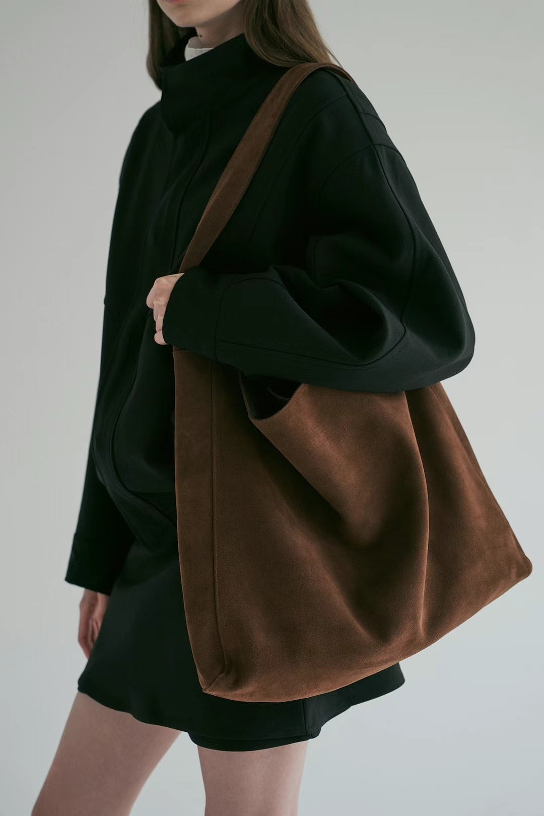 SUEDE LEATHER SHOULDER BAG