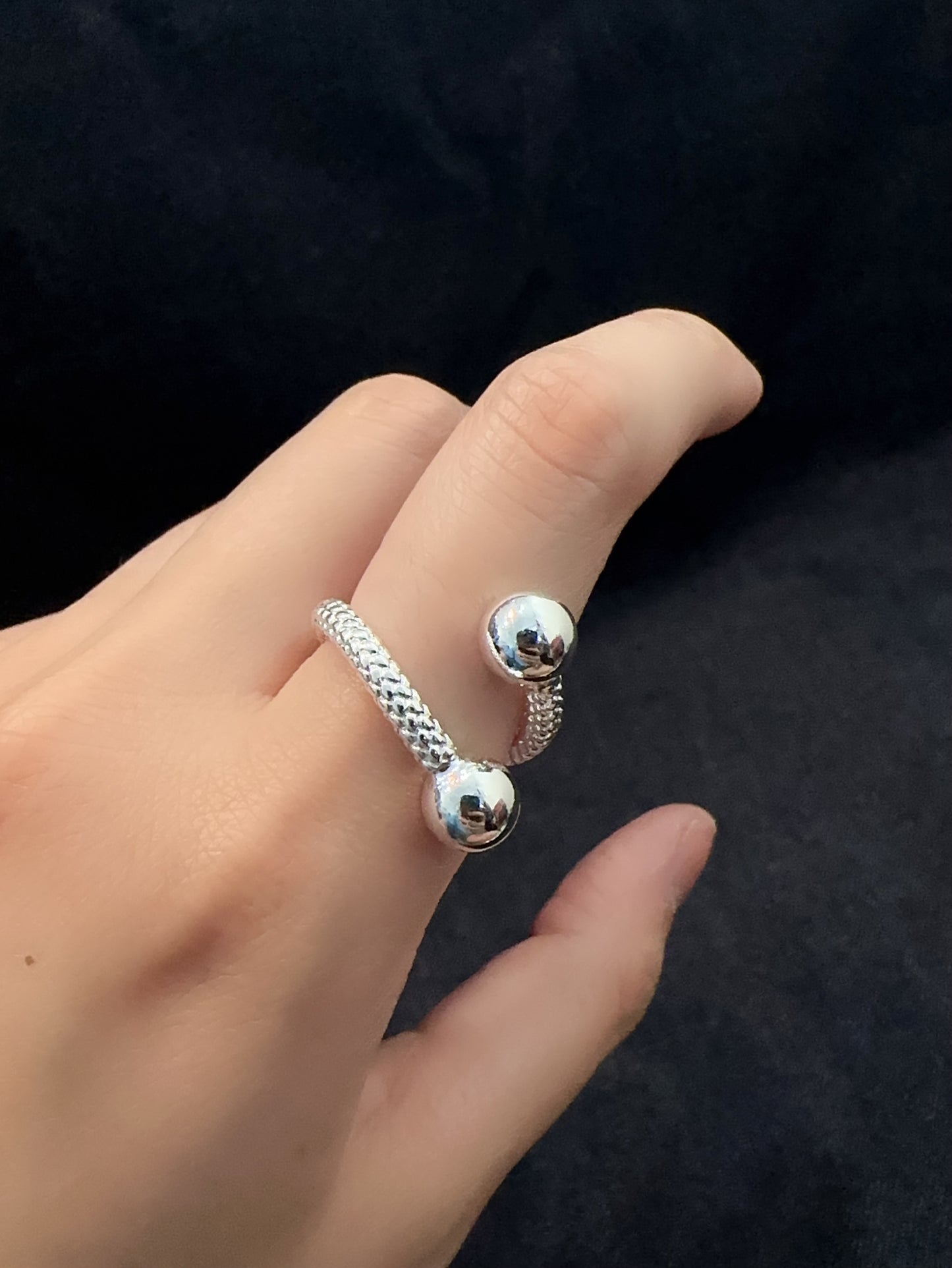 925 DOUBLE SPHERE RING