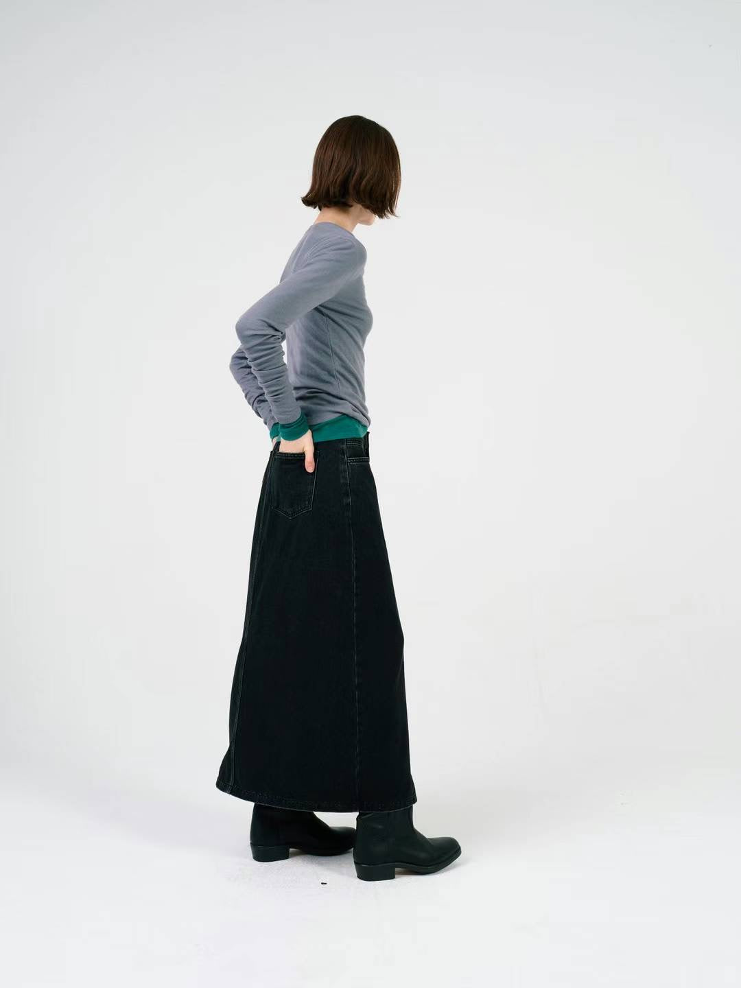 FW24 BLACK DENIM SKIRT