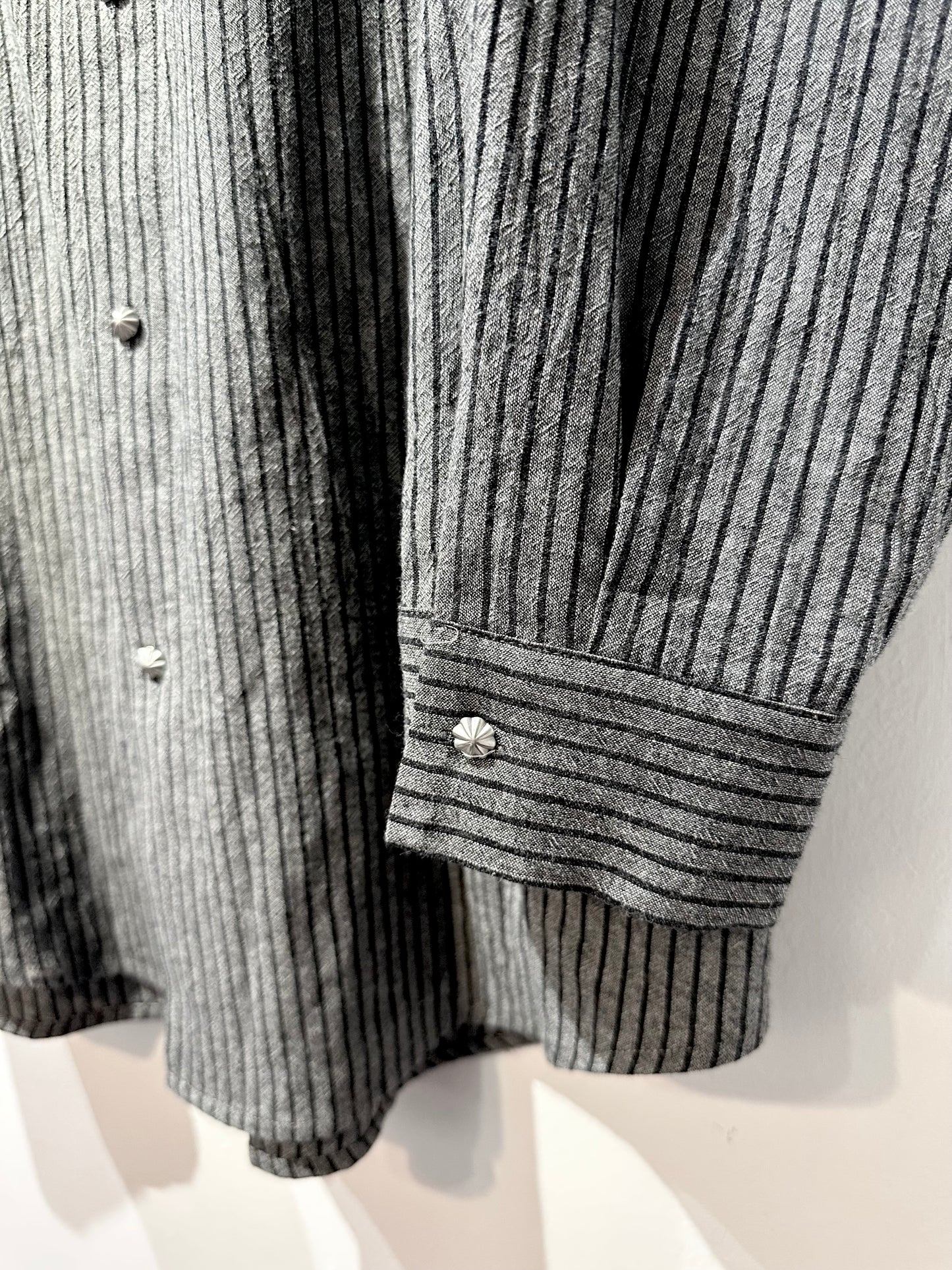 • FUSSY MADE • SLATE GREY PINSTRIPES SHIRT