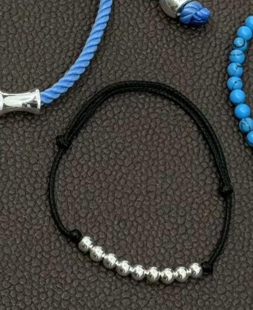 925 SILVER BEAD LEATHER KNOTS BRACELET