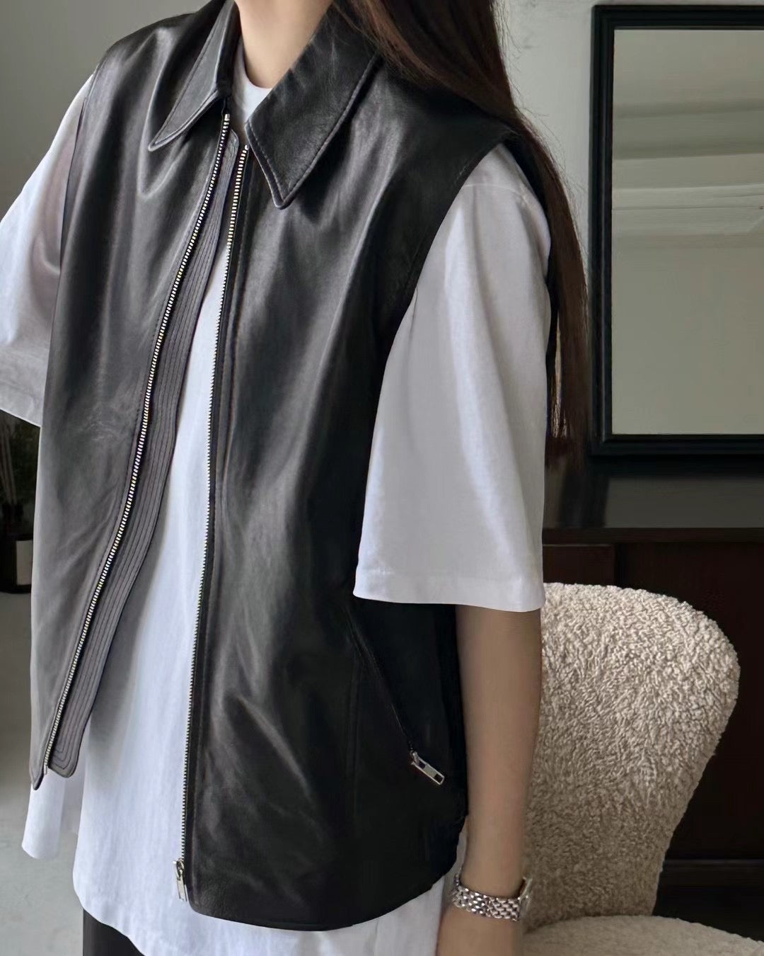 !!!LAST ORDER - SPECIAL OFFER until Sunday!!! BASIC LEATHER VEST (ITALIAN LAMBSKIN)