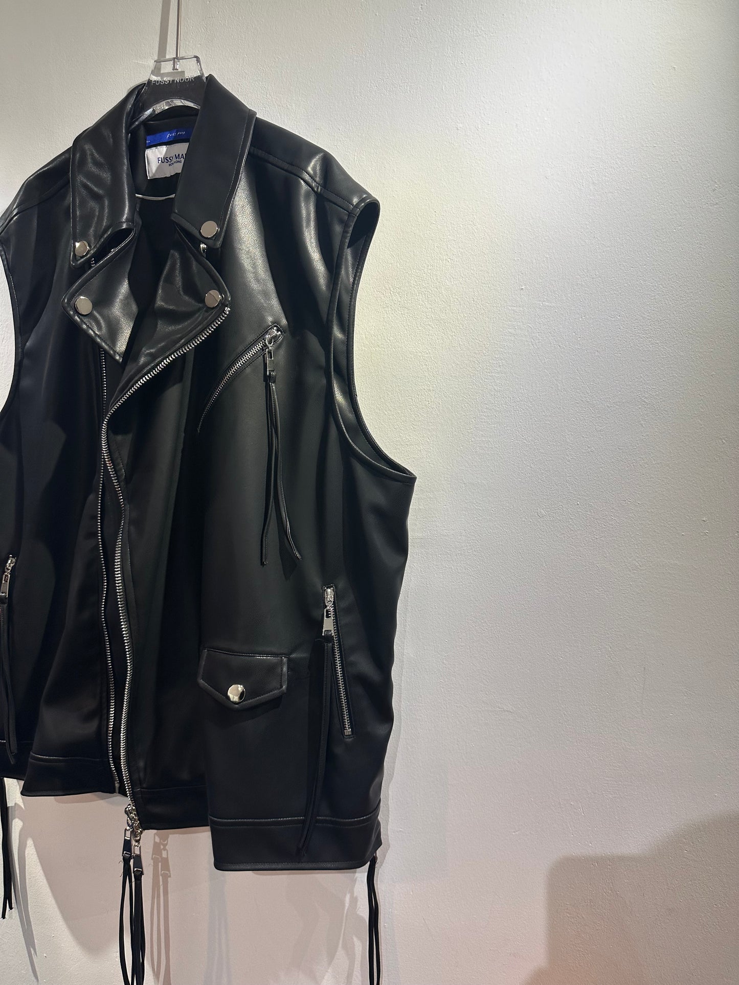 • FUSSY MADE • NIGHT BLACK PU LEATHER BIKER