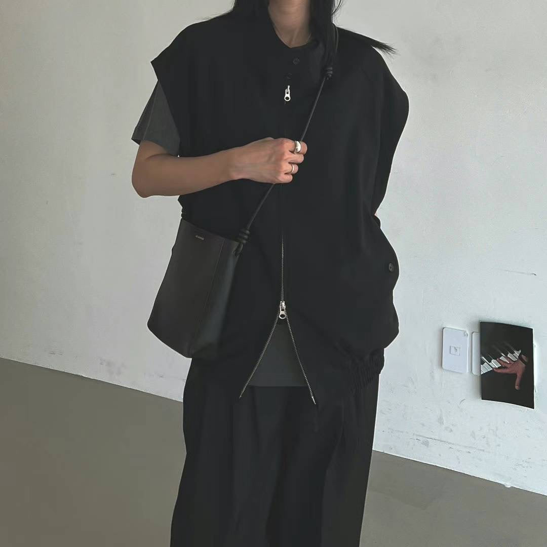 DOULBE-SLIDER POLY VEST JACKET