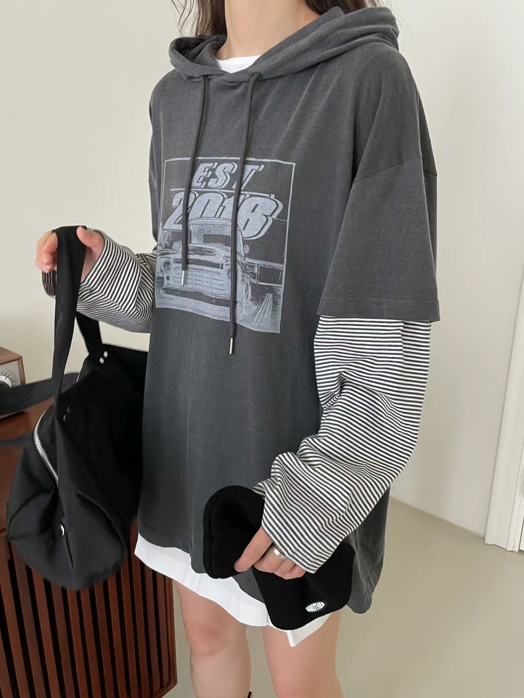 !!!LAST ORDER - SPECIAL OFFER until Sunday!!! STRIPE SLEEVES TEE HOODIE