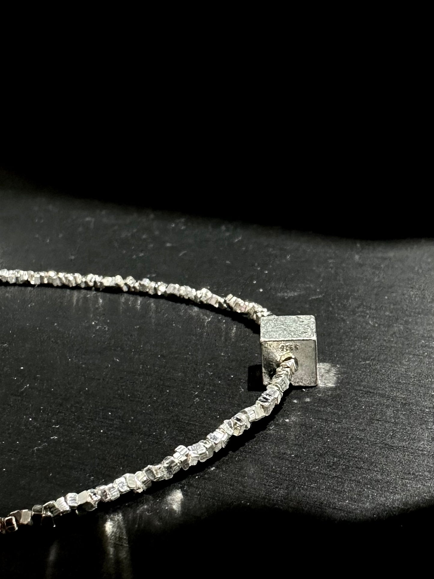 925 CUBE BLOCK SILVER BEADS NECKLACE