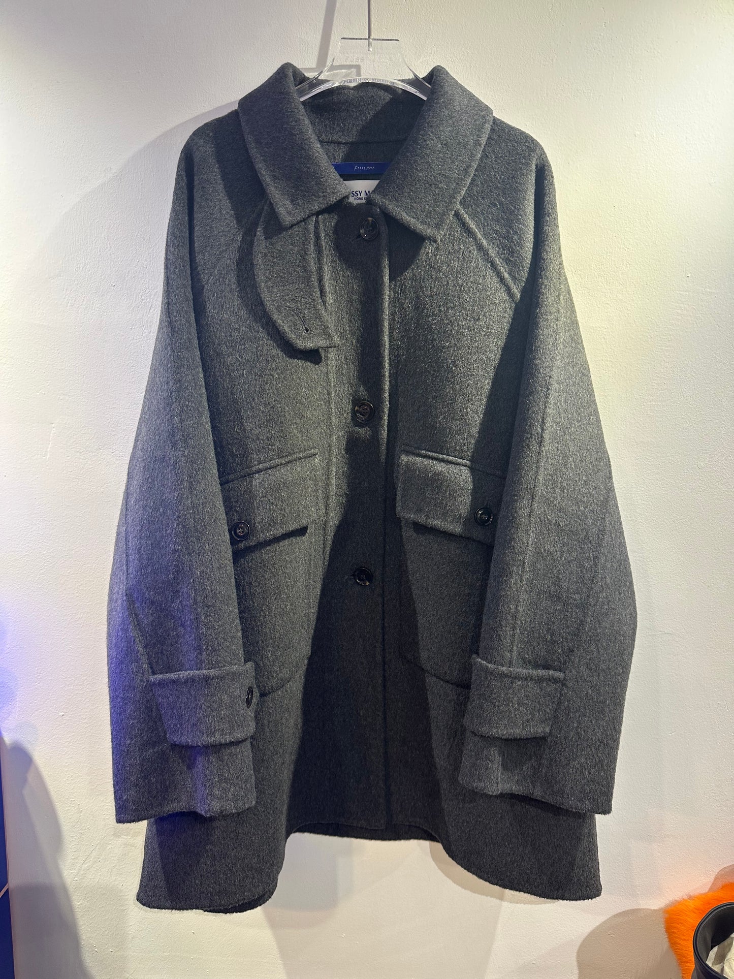 • FUSSY MADE • FLAP POCKETS HANDMADE WOOL COAT ( ITALIAN WOOL )