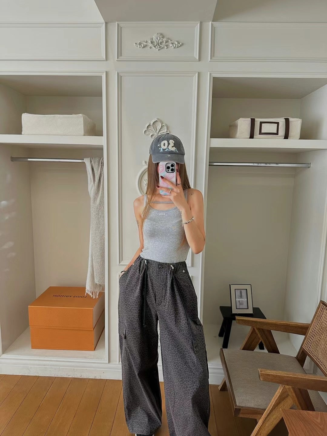 DRAWSTRING LEOPARD CHINO PANTS