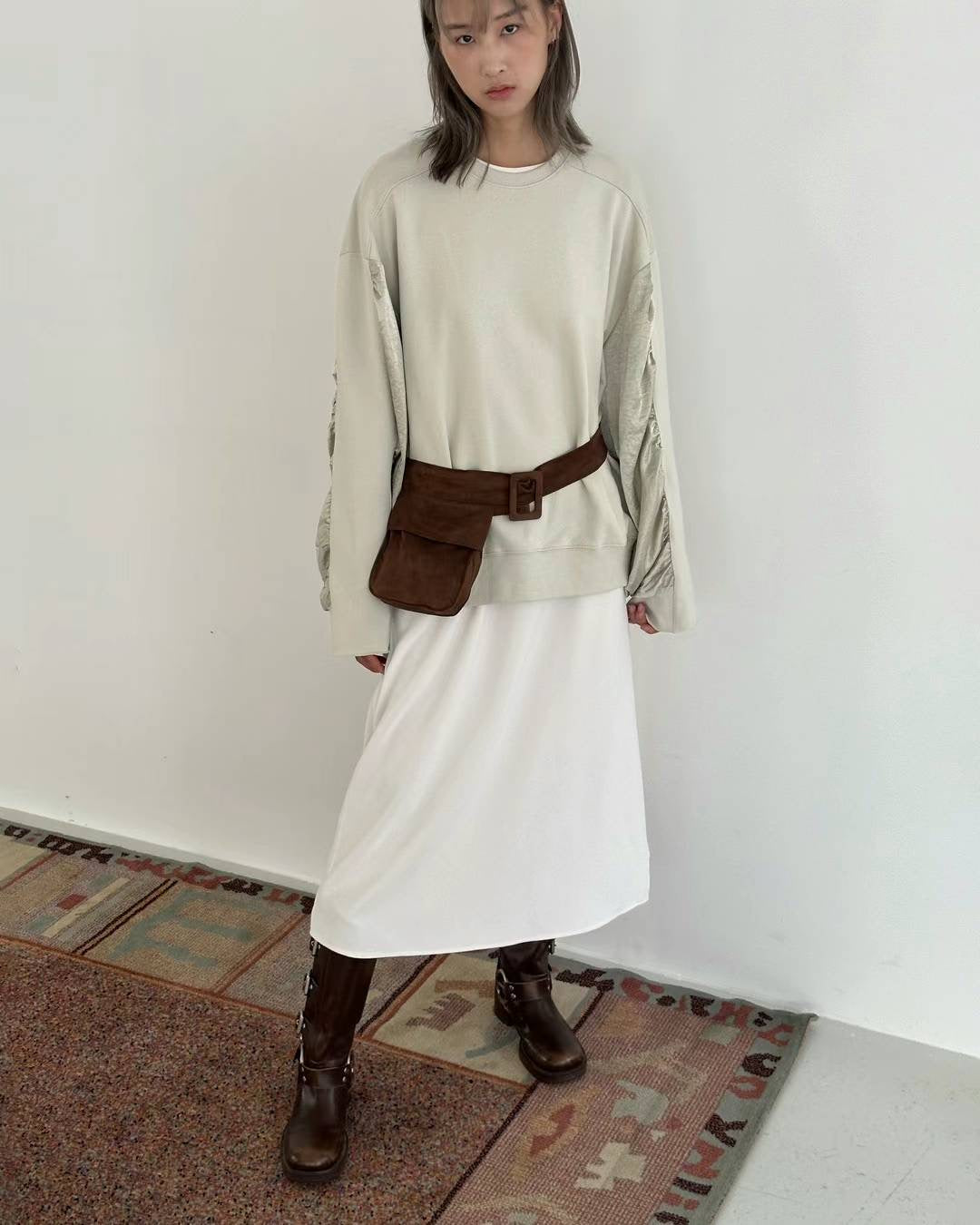 RUCHED SLEEVES DETAILED SWEATER