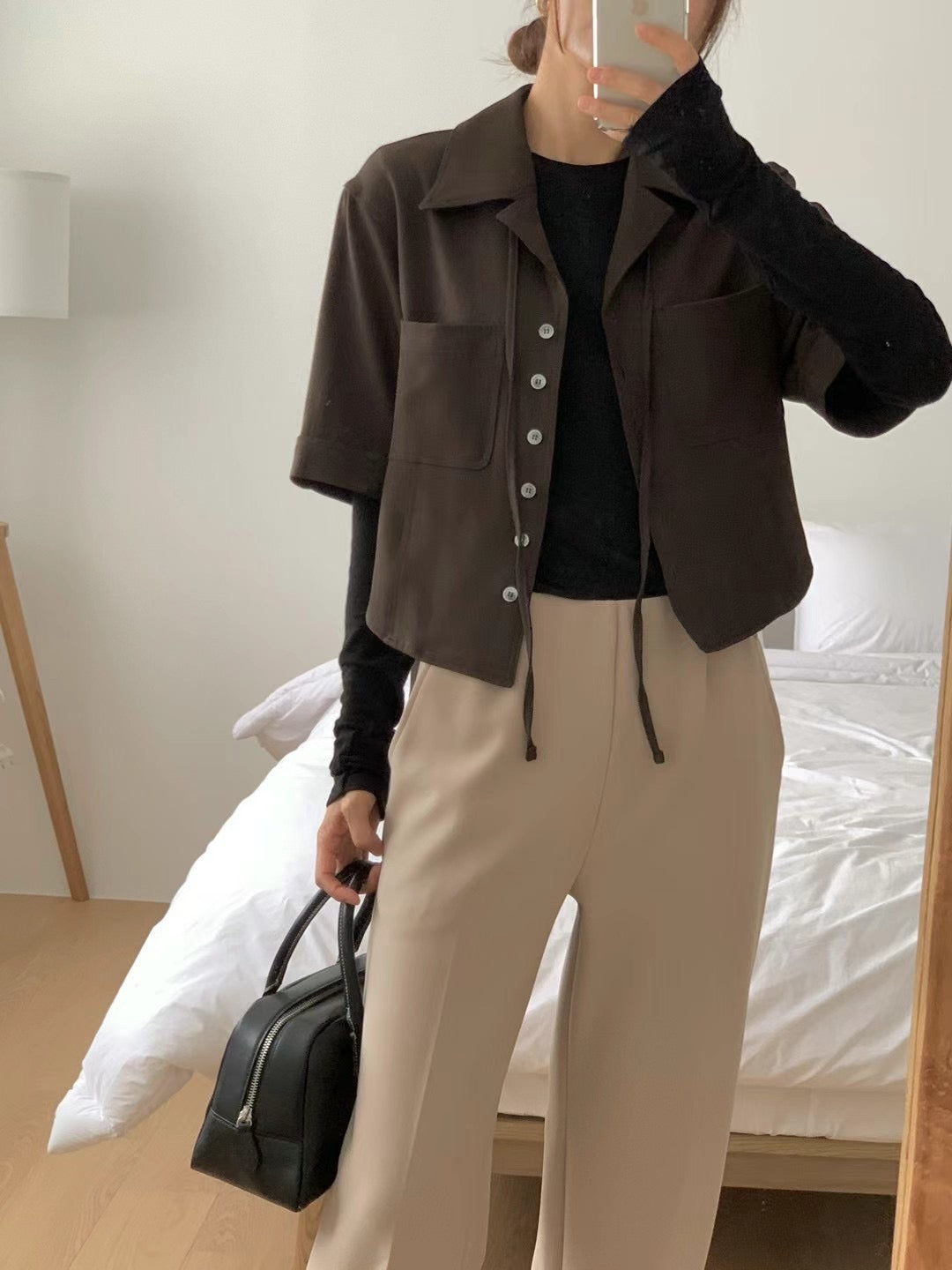 6 BUTTONS CROP SHIRT