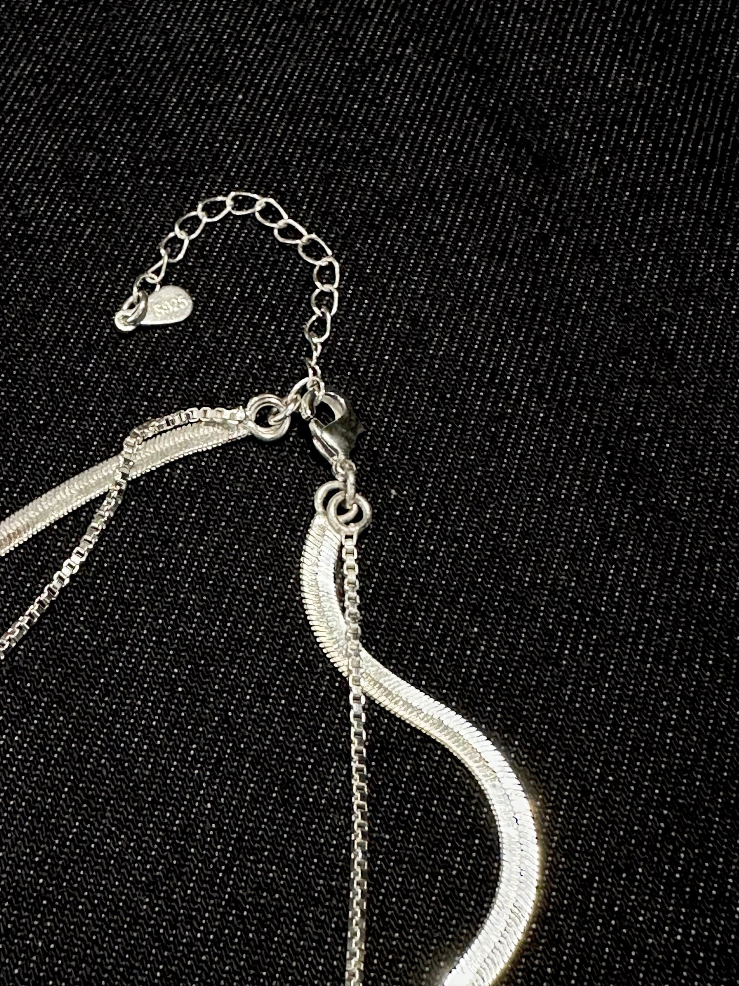 925 COMBO LAYERING SQUARE CHAIN NECKLACE
