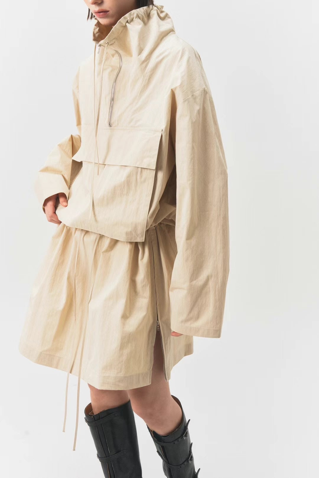 HL DRAWSTRING WAIST MINI DRESS