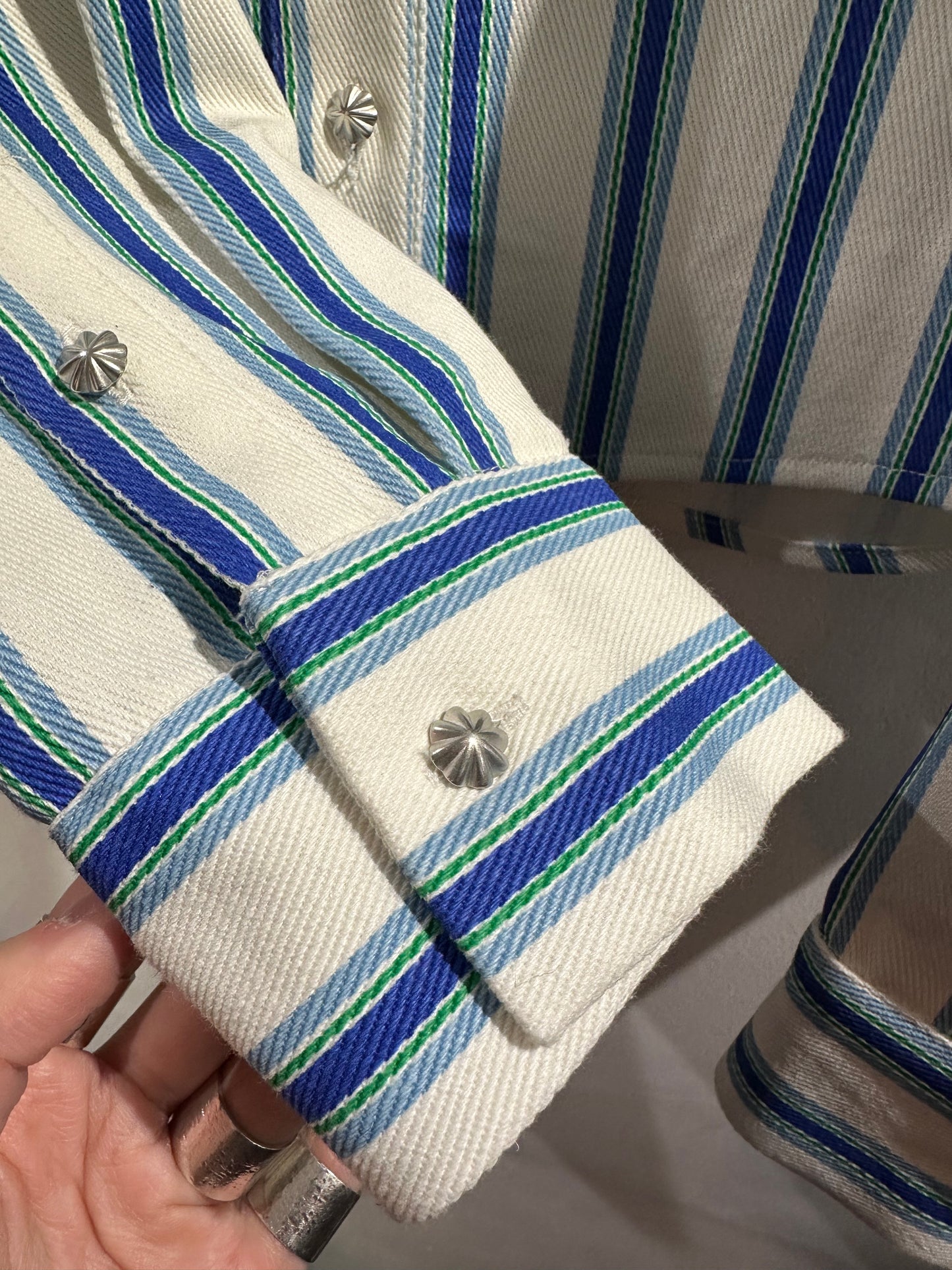 • FUSSY MADE • TWILL STRIPE CROPPED SHIRT