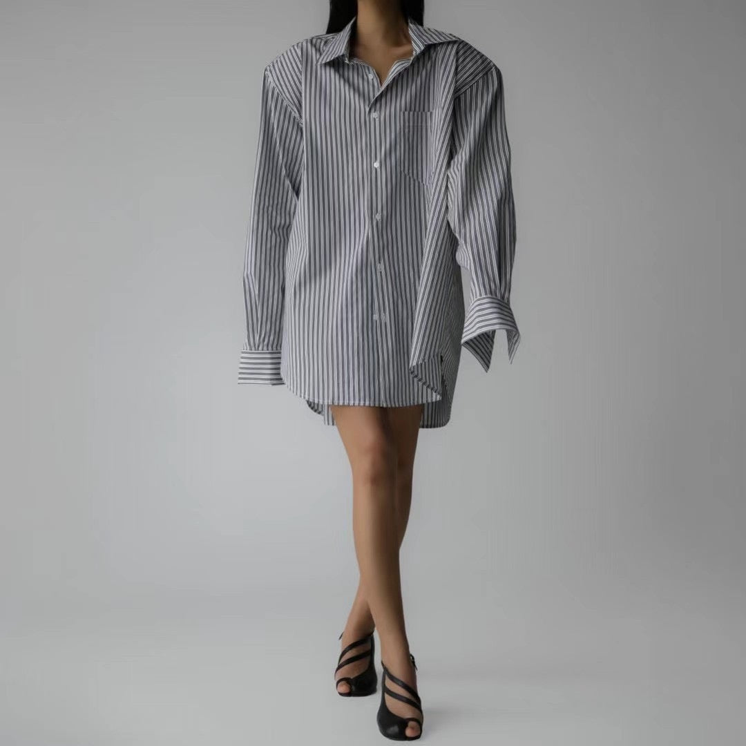 OVERSIZE STRIPE SHIRT WHIT PAD