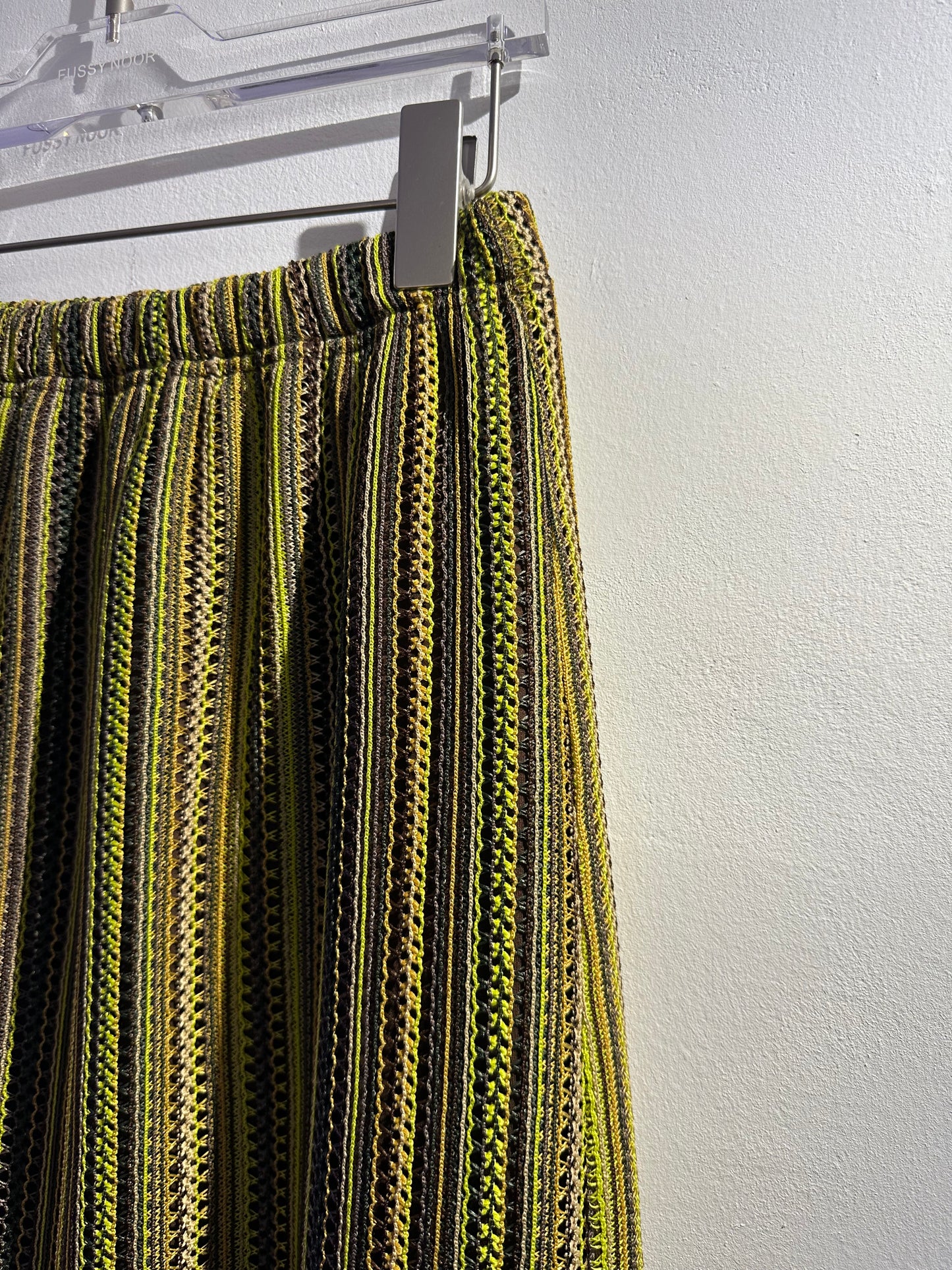 • FUSSY MADE • MIXED GREEN STRIPE KNIT SKIRT