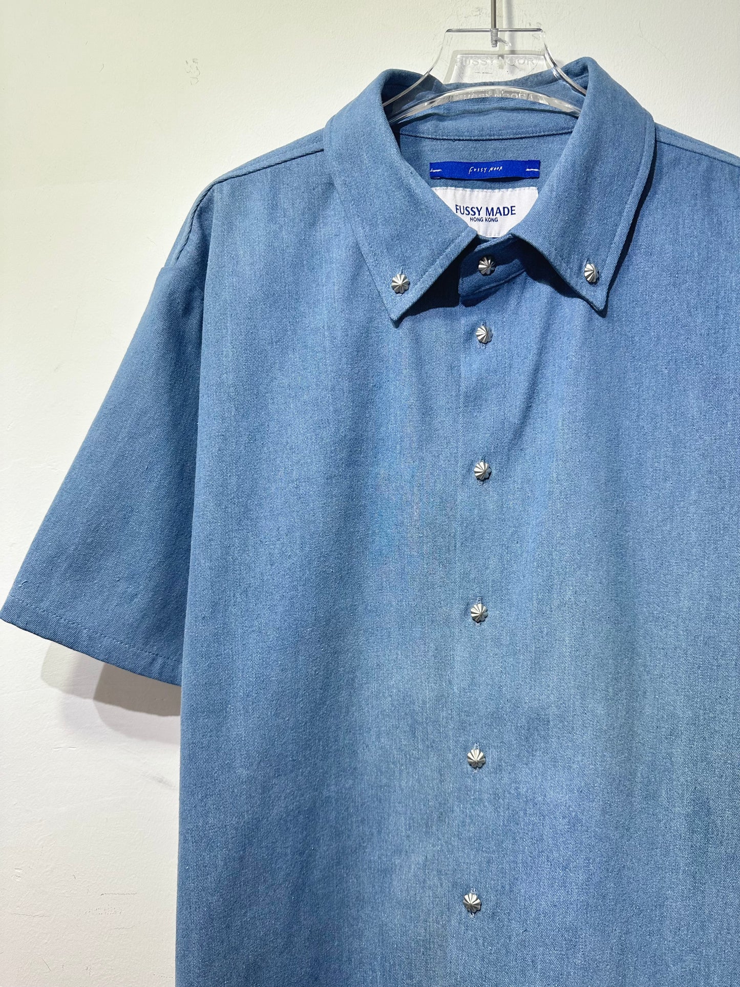 • FUSSY MADE • LIGHT BLUE HUE DENIM SHIRT ( WITH SCARF )