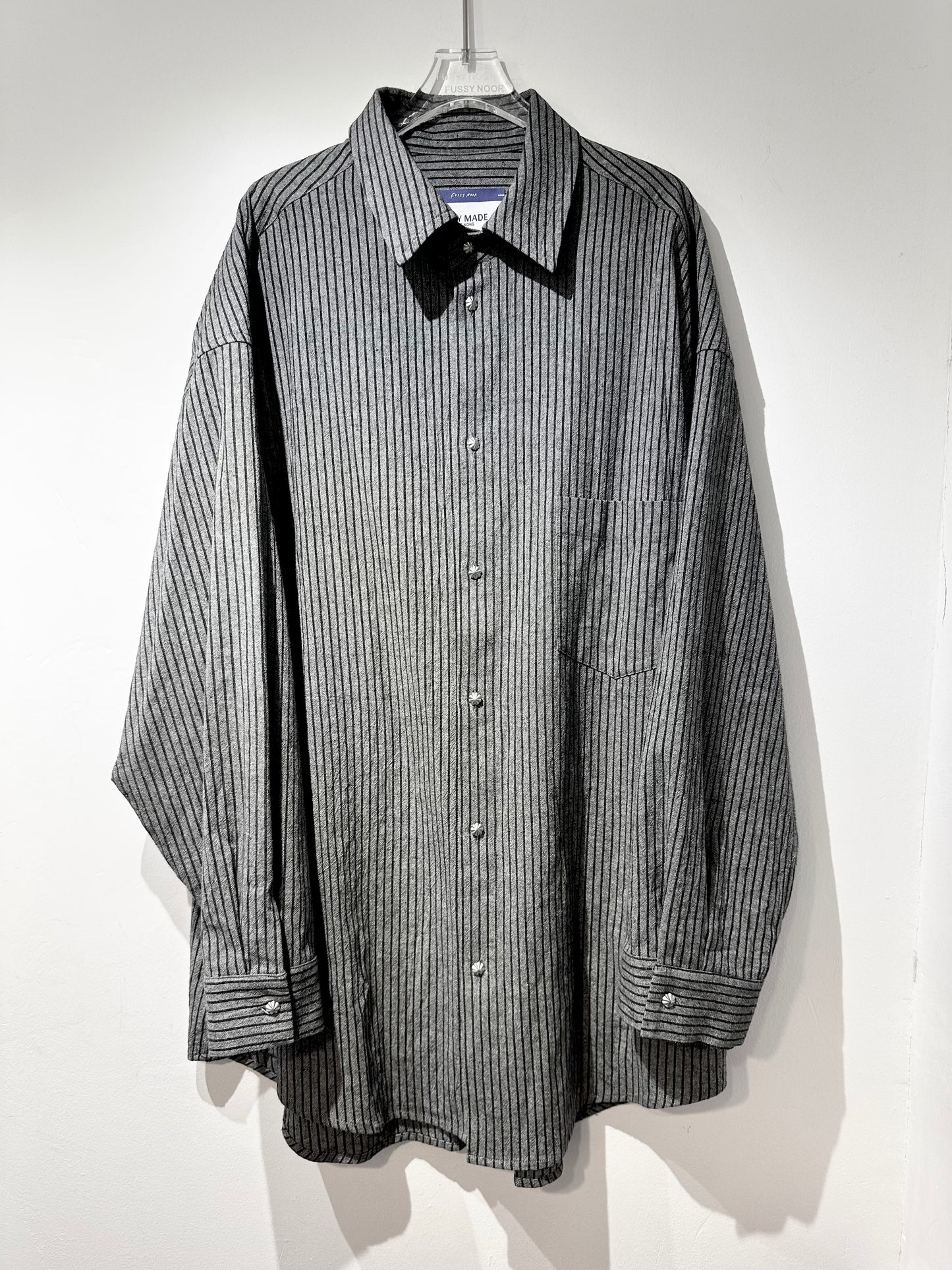 • FUSSY MADE • SLATE GREY PINSTRIPES SHIRT