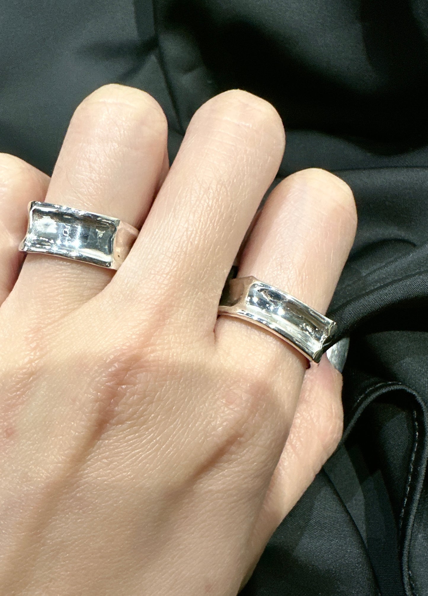 HANDMADE 925 CONCAVE SQUARE RING