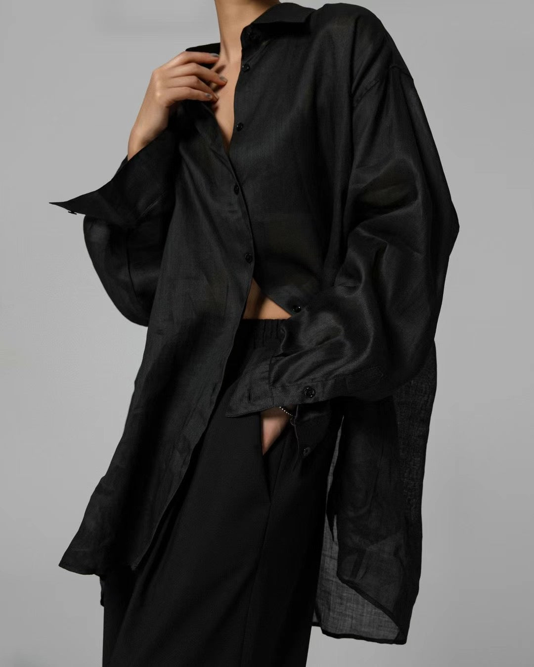 DRAPED LINEN SHIRT