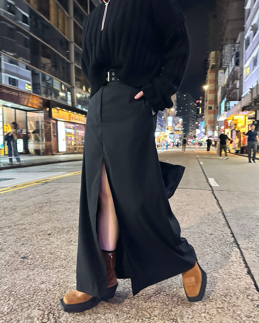 • FUSSY MADE • PUNCH FREE BELTED FRONT SPLIT SKIRT